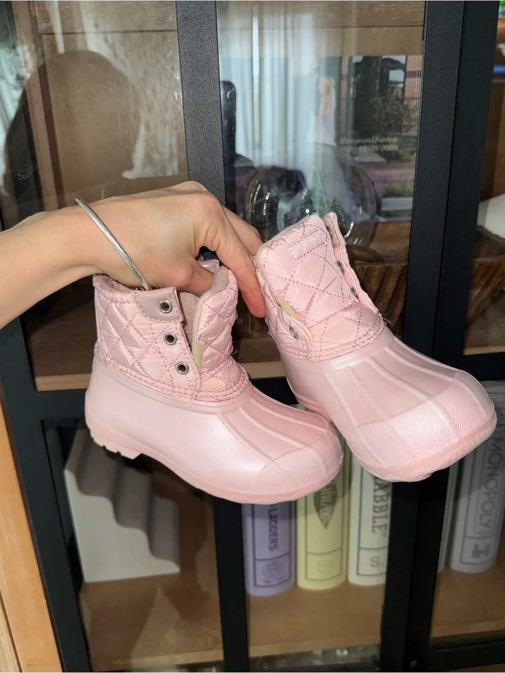 Sperry toddler girls porter duck boots blush quilted winter lined slip on snow